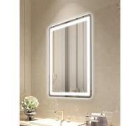 VEVOR Specchio da Bagno a LED 60 x 80 cm Montaggio a Parete con Illuminazione Frontale e Retroilluminata, Specchio Antiappannamento con Memoria con Luci, Specchio Dimmerabile con Temperatura 3 Colori