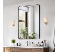 VEVOR Specchio da Trucco da Parete, Specchio 1220 x 915 mm con Cornice in Lega di Alluminio e Pellicola Antideflagrante, Specchio Antigraffio con Staffa a Forma di Z, Adatto per Bagno Soggiorno Nero