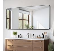 VEVOR Specchio da Trucco da Parete, Specchio 1828 x 915 mm con Cornice in Lega di Alluminio e Pellicola Antideflagrante, Specchio Antigraffio con Staffa a Forma di Z, Adatto per Bagno Soggiorno Nero