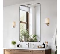 VEVOR Specchio per Trucco da Parete, Spessore 3,81 mm Specchio con Cornice 915 x 610 mm in Lega di Alluminio e Pellicola Antideflagrante, Specchio Antigraffio con Staffa a Forma di Z, per Soggiorno