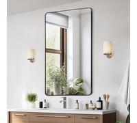 VEVOR Specchio per Trucco da Parete, Spessore 3,81 mm Specchio con Cornice 915 x 610 mm in Lega di Alluminio e Pellicola Antideflagrante, Specchio Antigraffio con Staffa a Forma di Z, per Soggiorno