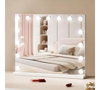 VEVOR Specchio per Trucco Hollywood con 15 Lampadine LED Dimmerabili, 3 Modalità di Illuminazione a Colori, Specchio Ingranditore 5X Rimovibile, Porta USB, Controllo Smart Touch Specchio 580x458 mm