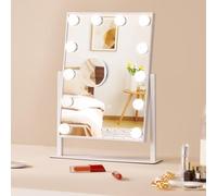 VEVOR Specchio per Trucco Illuminato con 12 Lampadine LED Dimmerabile 3 Modalità di Illuminazione a Colori con Specchio Ingranditore 5X Rimovibile Controllo a Tocco Rotazione a 360°, 41x30 cm