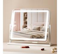 VEVOR Specchio per Trucco Illuminato con Lampadine LED Specchio per Trucco 3 Modalità di Illuminazione a Colori con Specchio Ingranditore 5X Rimovibile Controllo a Tocco Rotazione a 360°, 547x447mm