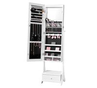 VEVOR Cassetto Portagioie da Terra Specchio a Figura Intera Contenitore Bianco
