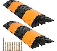 VEVOR Speed Bump in gomma, 2 canali, velocità modulare da 106,7 cm, 9,979 kg di carico, 102,1 x 30 x 6,1 cm, per garage su asfalto, cemento, ghiaia, vialetto