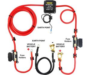 VEVOR Split Charge Kit Relè Batteria per Il Tempo Libero, JDQTJ-5M 12V CC Kit Relè di Carica con Cavo Batteria Rosso 110A per Veicoli Fuoristrada, Camper, Roulotte, Navi, Yacht, Applicazioni Marine