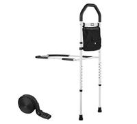 VEVOR Sponda per Letto per Anziani, Sponda di Supporto per il Letto con Gamba di Supporto e Corrimano, Bastone da Comodino in Tubo di Acciaio al Carbonio Regolabile in Altezza, per Vari Letti