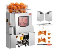 VEVOR Spremiagrumi Elettrico Commerciale 120 W, Estrattore di Succo Alimentazione Automatica con Filtro Estraibile e Secchio in Acciaio Inox per Pompelmo Arancia da Ristorante Caffetteria Bar Feste