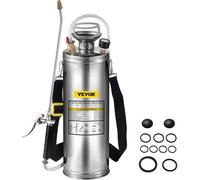 VEVOR Spruzzatore 10L in Acciaio Inossidabile, Spruzzatore Manuale a Pompa in Acciaio, 3 Gallon con Spruzzatore per Giardinaggio, Irroratrice Manuale, Domestico e Pulizia del Terreno
