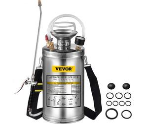 VEVOR Spruzzatore 6L in Acciaio Inossidabile, Spruzzatore Manuale a Pompa, Spruzzatore da Giardino Rinforzato a Pressione da 3,3 Pollici, Spruzzatore per Giardinaggio Domestico e Pulizia del Terreno
