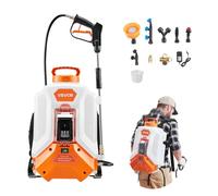 VEVOR Spruzzatore a Zaino a Batteria 16 L Irroratrice a Spalla per Giardino, 2 Lance e 8 Ugelli, Autonomia di 4 Ore, Spruzzatori Portatili per per Giardino, Prato, Diserbo, Irrorazione e Pulizia