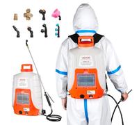 VEVOR Spruzzatore a Zaino a Batteria per Prato da 16 Litri con 8 Ugelli e 2 Lance Telescopiche, Pressione Regolabile 90 PSI, Autonomia da 4 a 6 Ore, Spruzzatori da Giardino per Giardino