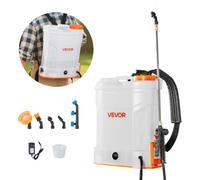 VEVOR Spruzzatore a Zaino Alimentato a Batteria 12 L Irroratrice a Spalla per Giardino, 2 Lance Retrattili e 5 Ugelli, Autonomia di 2 Ore, Spruzzatori Portatili per Diserbanti, Bianco e Arancione
