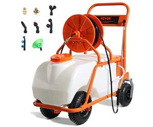 VEVOR Spruzzatore da Giardino Alimentato, Pressione Regolabile 0-90 PSI, Serbatoio da 15 Galloni, Carrello Spruzzatore con 8 Ugelli e 2 Bacchette, Batteria da 12 V 12 Ah