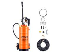 VEVOR Spruzzatore di Calcestruzzo Industriale con Carrello, Spruzzatore in Acciaio Inox ca. 13,2 L, Pressione 25-60 PSI, Serbatoio 240x210x680 mm 2 Ugelli in Ottone, per Edilizia, Giardino