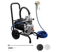 VEVOR Spruzzatore di Vernice Airless a Membrana 1500 W, Macchina a Spruzzo per Vernice a Carrello Airless Pressione max 19,31 MPa Flusso 2,5 L/min, Spruzzatore con Tubo Flessibile 10 m Asta Prolunga