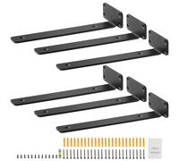 VEVOR Staffa per Mensola, 310 x 100 x 45 mm, Mensola Sospese Carichi Pesanti, Staffa per Mensola a L, Opaca Spessa 5 mm, Staffe Mensola in Acciaio con Capacità di Carico di 72,6 kg, Nero, 6 Pezzi