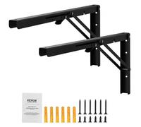 VEVOR Staffa per Mensola Pieghevole, 613 mm, 2 Pezzi, Mensola Sospesa Carichi Pesanti, Staffe Mensole, Staffa Mensola a L, Opaca Spessa 5 mm, Staffe per Mensola in Acciaio Carico di 136,1 kg, Nero