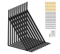 VEVOR Staffe per mensola, 308 x 209 mm, Staffa per mensola galleggiante per carichi pesanti, 10 pezzi, Staffa per mensola triangolare nera opaca spessa 3 mm, Acciaio con capacità carico 72,6 kg