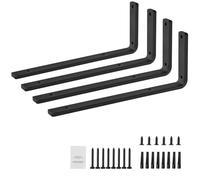 VEVOR Staffe per Mensole, 410 x 155 mm, Staffe per Mensole Sospese per Carichi Pesanti, 4 Pezzi, Staffe per Mensole a Forma di L, Nere Opache Spesse 10 mm, Acciaio con Capacità di Carico di 72,6 kg