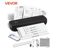 VEVOR Stampante Mobile Stampante Termica Portatile Stampante Senza Inchiostro Bluetooth, Carta Termica A4 A5 Compatibile con iOS/Android/Laptop, Stampante da Viaggio 300 DPI in Ufficio Casa Nero