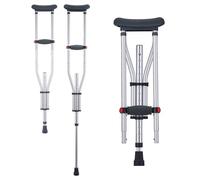 VEVOR Stampelle Ascellari, Stampelle da Passeggio in Altezza Regolabile 13 Livelli, con Cuscinetto Ascellare Morbido per Disabili Adulti e Adolescenti, Stampelle in Alluminio Leggere, 1 Paio 136 kg