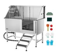VEVOR Stazione di Lavaggio per Cani Acciaio Inox 157,48 cm con Scale a Destra