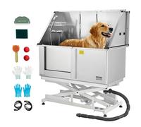 VEVOR Stazione di Lavaggio per Cani con Sollevamento Elettrico, Vasca per Toelettatura per Animali Domestici in Acciaio Inox da 127 cm con Filtro per Acqua, per più Animali Domestici, Porta Sinistra
