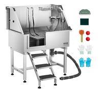 VEVOR Stazione di Lavaggio per Cani in Acciaio Inox da 96,5 cm Porta Sinistra