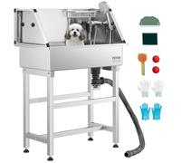 VEVOR Stazione di Lavaggio per Cani in Acciaio Inox da 86,36 cm con Rubinetto