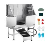 VEVOR Stazione di Lavaggio per Cani in Acciaio Inox, Vasca per Toelettatura per Animali Domestici di Grandi, Medie e Piccole Dimensioni da 127 cm con Rampa, Pannello Filtro per Acqua, Porta Sinistra