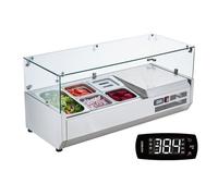 VEVOR Stazione di Preparazione Refrigerata per Condimenti da Banco 140 W Stazione di Preparazione per Frigorifero con 1 Vaschetta 1/3, 4 Vaschette 1/6, Corpo in Acciaio Inossidabile 304, Coperchio PC