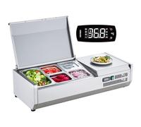 VEVOR Stazione di Preparazione Refrigerata per Condimenti da Banco 140 W Stazione di Preparazione per Frigorifero 1 Vaschetta 1/3, 4 vaschette 1/6, Tavolo per Preparazione in Acciaio Inossidabile