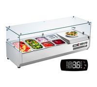 VEVOR Stazione di Preparazione Refrigerata per Condimenti da Banco con 2 Vaschette 1/3, 4 Vaschette 1/6, Stazione di Preparazione per Frigorifero 140 W Corpo in Acciaio Inossidabile 304, Coperchio PC
