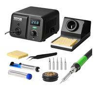 VEVOR Stazione di Saldatura 70 W Schermo Digitale, kit Stazione di Saldatura, Controllo della Temperatura 50 ℃ a 500 ℃ e Trasformatore Integrato, 5 Punte di Saldatura, Saldatura Senza Piombo, Pinzette