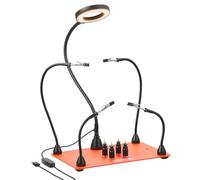 VEVOR Stazione di Saldatura Magnetica 4 Bracci Flessibili Terza Mano con Lampada d‘Ingrandimento a LED 3X 4 Supporti per PCB Base Antiscivolo, Riparazione Elettronica, Hobby Fai da Te