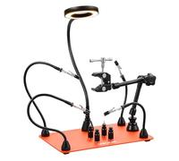 VEVOR Stazione di Saldatura Magnetica Terza Mano Strumento per Saldatura Lampada d'Ingrandimento a LED 3X, 4 Supporti per PCB Supporto per Pistola ad Aria Calda a 360°, Riparazioni Fai da te