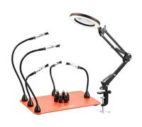 VEVOR Supporto Terza Mano Saldatura Lampada Ingrandimento LED 3X con 5 Bracci