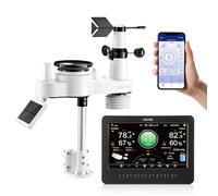 VEVOR Stazione Meteorologica Wi-Fi, Schermo TFT da 185,9 x 137,4 x 28,5 mm, Sensore Esterno Wireless Alimentato a Energia Solare, Pluviometro, per Interni ed Esterni per Previsioni del Tempo