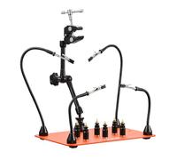 VEVOR Stazione per Saldatura Magnetica Terza Mano 4 Bracci Flessibili con 6 Supporti per Pilastri PCB Supporto a 360°, Supporto Ausilio per Saldatura con Base per Riparazioni, Meccanica, Fai-da-te