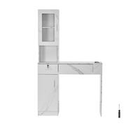 VEVOR Stazione per Salone 102,8 x 30 x 170 cm Stazione per Parrucchiere da Barbiere Montaggio a Parete, Set di Mobili, 1 Armadietto, 3 Piccoli Armadietti, 2 Cassetti (Uno con Serratura), Bianco