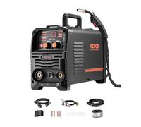 VEVOR Stazione Saldatura MIG Corrente Uscita 130 A, Saldatrice MIG Sinergica Portatile Multiprocesso Senza Gas Saldatrice MMA Lift TIG 3 in 1 Saldatrice con Tecnologia IGBT Inverter, Schermo Digitale