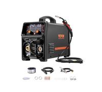 VEVOR Stazione Saldatura MIG Corrente Uscita 200 A, Saldatrice MIG Sinergica Portatile Senza Gas MIG Gas MMA Lift TIG MIG PLUSE 5 in 1 IGBT Tecnologia Inverter Schermo LCD, Torcia Lift TIG Non Inclusa
