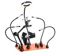 VEVOR Stazione Terza Mano per Saldatura Magnetica 4 Bracci Flessibili, Lampada d'Ingrandimento a LED 3X, 4 Supporti PCB Supporto per Pistola ad Aria Calda a 360°, Ausilio per Riparazioni Elettroniche