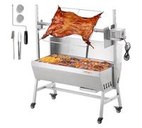 VEVOR Griglia per Agnello Griglia per Arrosto, Griglia per Barbecue con Ruote Carico max. 61 kg per Maiale, Agnello, Motore Elettrico 42 W, Girarrosto Commerciale Acciaio Inox con Parabrezza