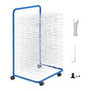 VEVOR Stendino per Pittura, 25 Ripiani Rimovibili, 584 x 400 mm Stendibiancheria Pittura con Ruote Bloccabili, Stendino in Acciaio Carbonio per Opere Arte in Aula, Studi Arte e Scuole, Blu Bianco