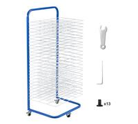 VEVOR Stendino per Pittura, 25 Ripiani Rimovibili, Stendino per Opere d'Arte con Ruote Bloccabili 432 x 330 x 1000 mm Stendino per Pittura in Acciaio al Carbonio per Opere d'Arte in Aula, Blu + Bianco