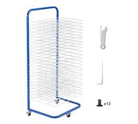 VEVOR Stendino per Pittura, 25 Ripiani Rimovibili, Stendino per Opere d'Arte con Ruote Bloccabili 432 x 330 x 1000 mm Stendino per Pittura in Acciaio al Carbonio per Opere d'Arte in Aula, Blu + Bianco