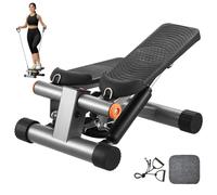 VEVOR Stepper, Mini Stepper per Esercizi a Casa, Capacità Carico 150 kg, Stepper Idraulico Fitness Twist con Fasce di Resistenza, Attrezzatura Cardio per Allenamento Corpo, Saliscale con Monitor LCD